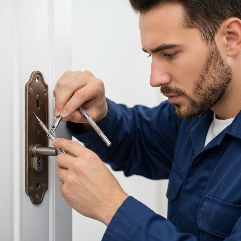 Professioneller Schlüsseldienst bei der Arbeit